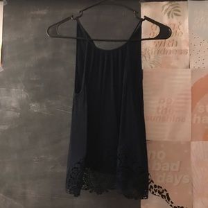 Navy blue tank top with bottom detail